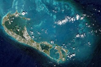 Aerial view of Hamilton, Bermuda, captured by the Hodoyoshi-1 satellite