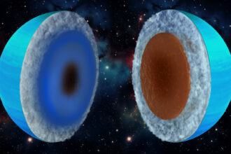 Uranus could be an ice giant (left) or a rock giant (right) depending on the model assumptions.