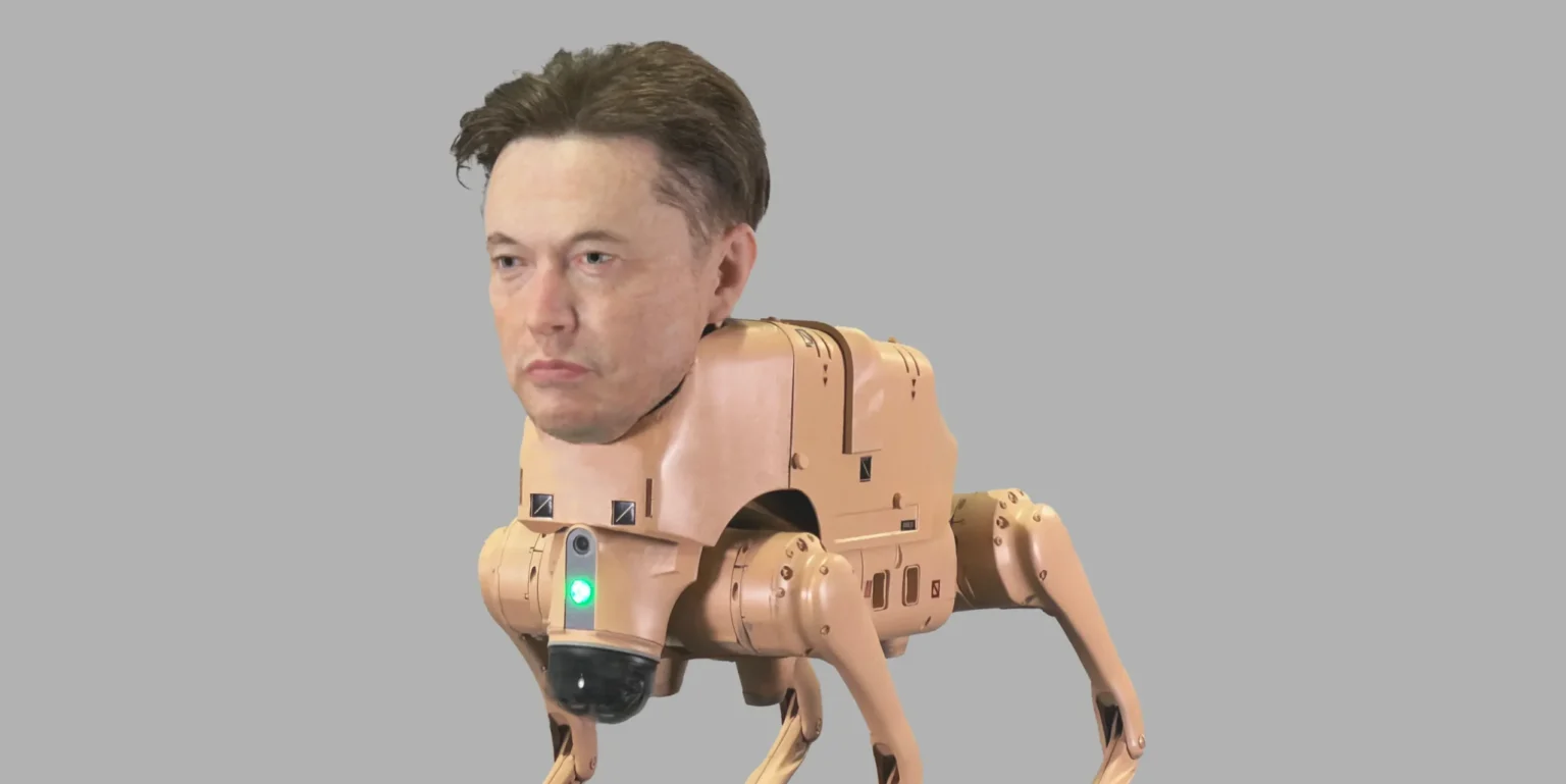 Beeple’s Elon Musk–Faced Robotic Dog From “Regular Animals”
