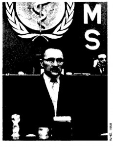 Viktor Zhdanov at the World Health Assembly in 1958, where he proposed the global smallpox eradication campaign