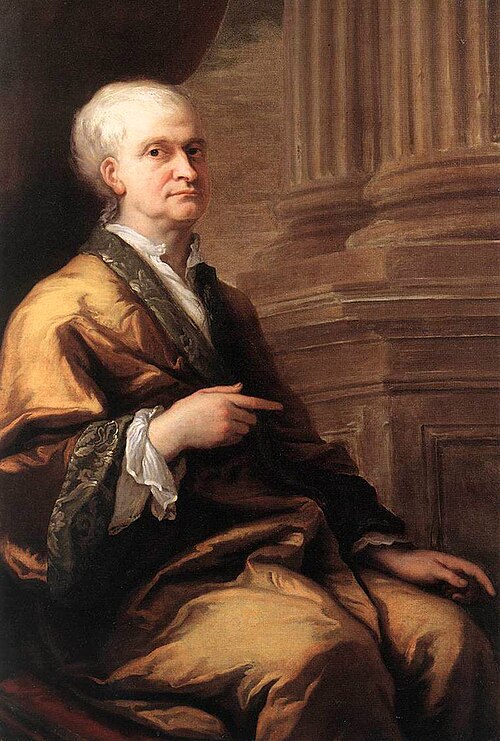 Oil painting portrait of Sir Isaac Newton in old age, painted by James Thornhill in 1712