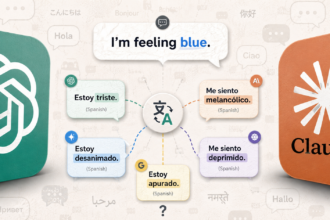 Illustration of AI models producing different translations of the same sentence