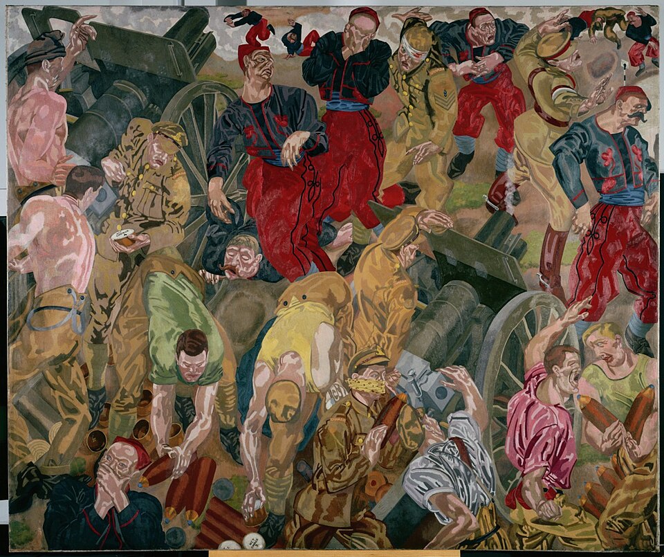 1918 oil painting depicting the first German gas attack at Ypres, by artist William Roberts