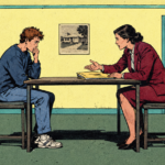 scientist implanting memory in student experiment illustration