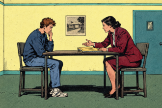 scientist implanting memory in student experiment illustration